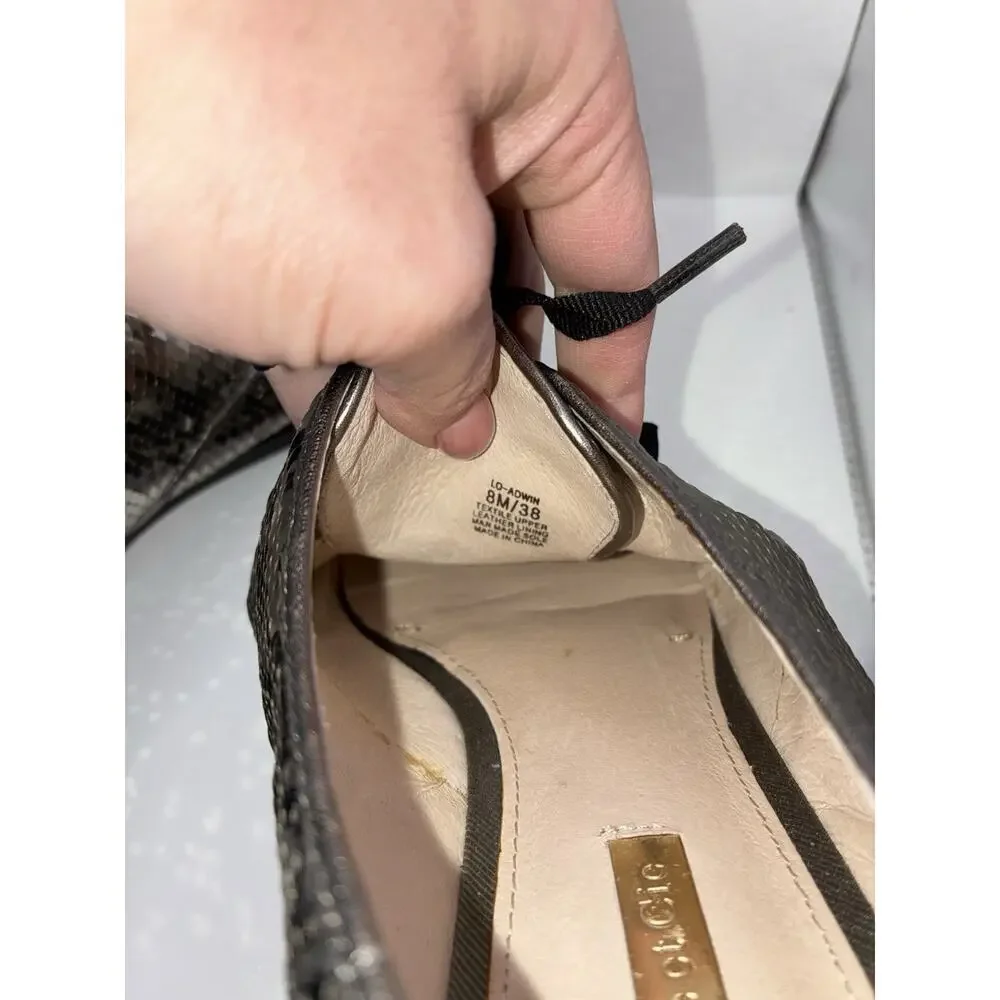 Louise et Cie Lo-Adwin Sequin Oxford Flats Women 8M Silver Gunmetal Lace Up